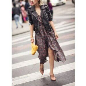 Avec Les Filles Maxi Dress Womens Large Floral Faux Wrap Ruffle Feminine Boho